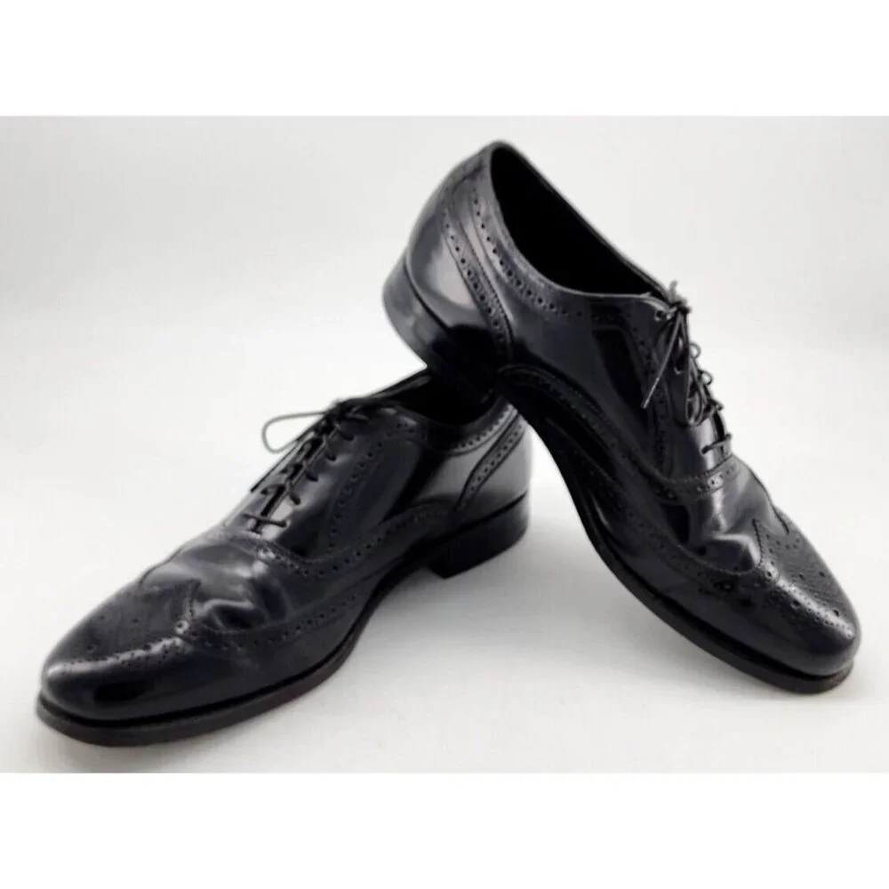 Florsheim Imperial Black Leather Lace Up Wingtip Oxford Brogue Shoes Size 10.5 E
